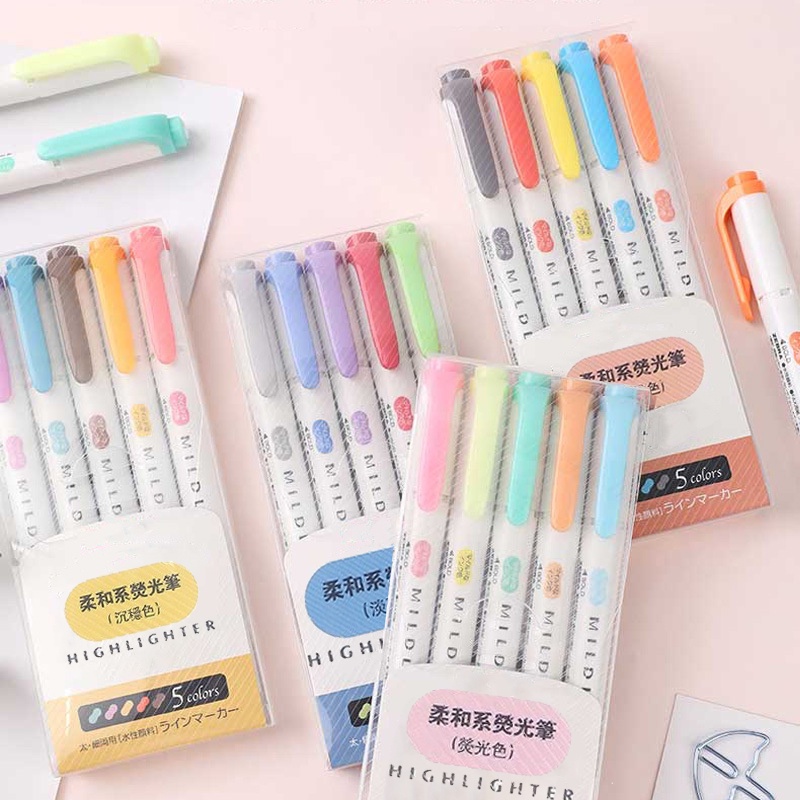 ชุดปากกาเน้นข้อความ หัวอ่อน ปากกา ปากกามาร์กเกอร์