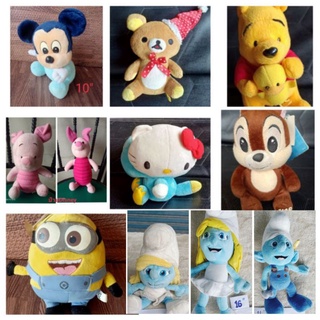 ตุ๊กตาผ้าลิขสิทธิ์ มือสอง Smurfs Disney rilakkuma ตัวเล็ก-กลาง