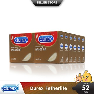 Durex Fetherlite ถุงยางอนามัย บางพิเศษ ผิวเรียบ ขนาด 52.5 มม. บรรจุ 12 กล่อง (36 ชิ้น)