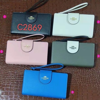 Outlet ส่วนลด🌈 COACH C2869 กระเป๋าสตางค์ผู้หญิง กระเป๋าแฟชั่น กระเป๋าคล้องมือ