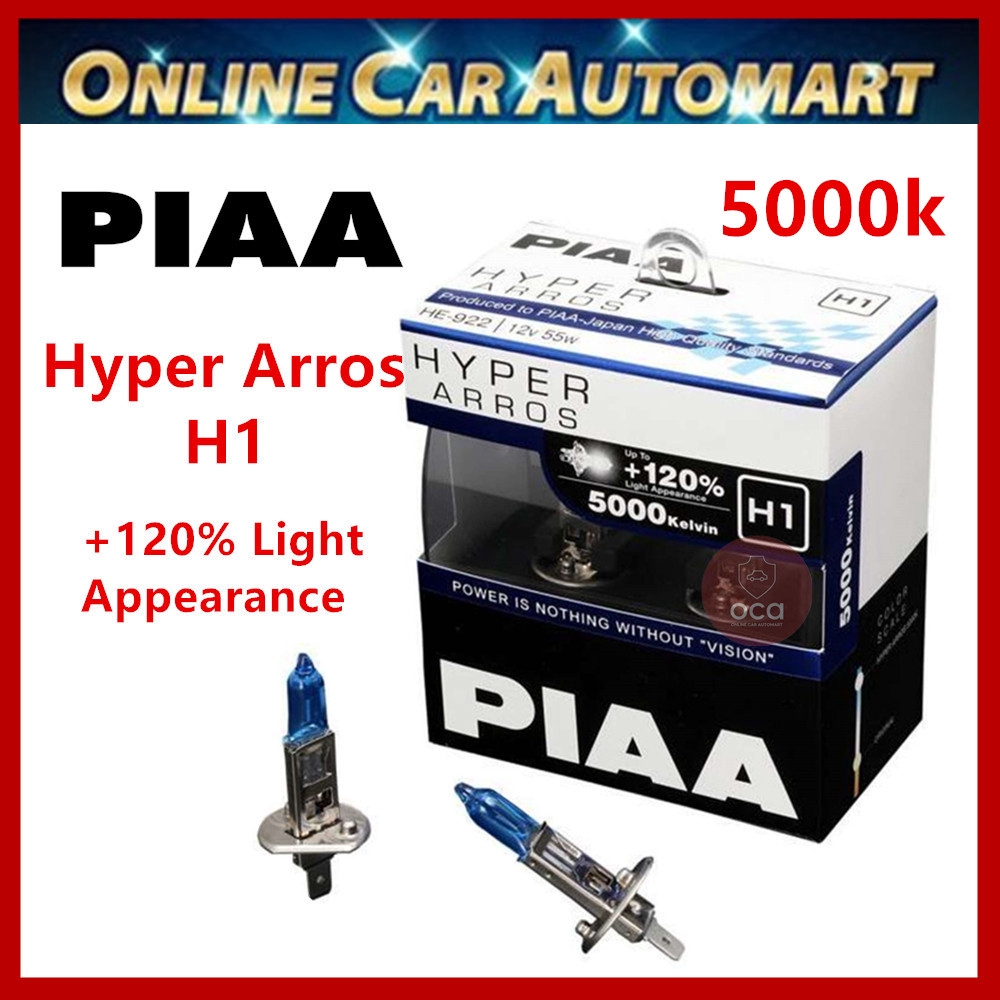 PIAA Hyper Arros 5000K หลอดฮาโลเจน H1,H3,H4,H7,H8,H11,HB3,HB4 B