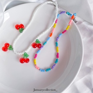 🌈rainbow x cherry x minimal necklace 🍒 สร้อยเชอรี่และสร้อยเรนโบว์พร้อมส่ง สวยมาก