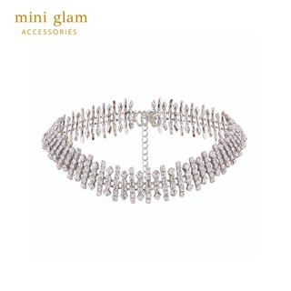 Miniglam Clara Crystal Layer Choker Necklace สร้อยคอโชคเกอร์เลเยอร์แบบสั้นสีเงิน