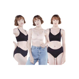 Wacoal Smart Size Go Girls Jelly Bra Set 3 ชิ้น รุ่น WB3328 สีดำ-ดำ-เบจ (LE)