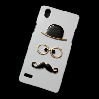 Cute Hat Glasses Mustache Beard Designed Back Hard Skin Case Cover for OPPO Mirror 5 A51