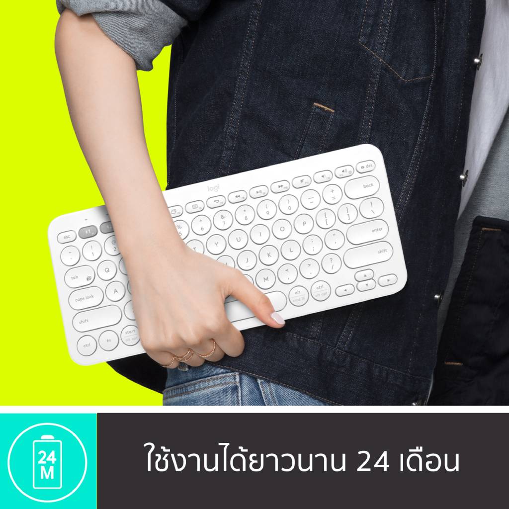 Logitech K380 Multi-Device wireless Bluetooth Keyboard For iPhoneiPadAndroid  คีย์แคปอังกฤษ (ฟรี! สติกเกอร์ภาษาไทย)