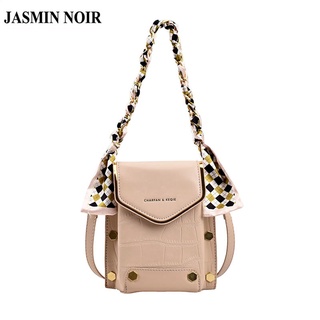 Jasmin NOIR กระเป๋าสะพายไหล่ ทรงบักเก็ต ลายหนังจระเข้ ประดับพู่ สําหรับผู้หญิง