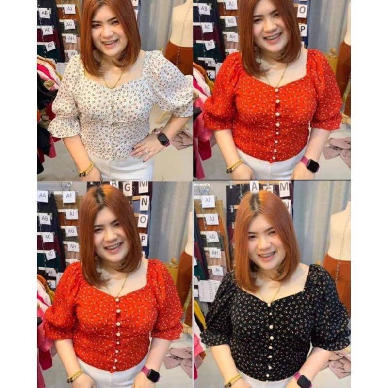 335.เสื้อผ้าสาวอวบเสื้อคอฉากกระดุมหน้า