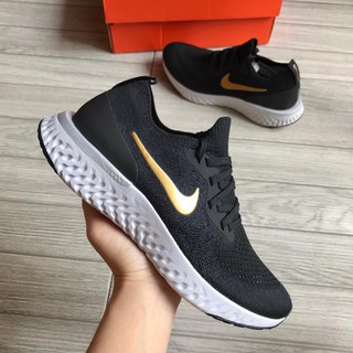 🔥🔥โปรไฟไหม้🔥🔥nike epic react flyknit รองเท้าวิ่งสีดำ โลโก้ทอง เบา ใส่สบาย ป้ายเกาหลี