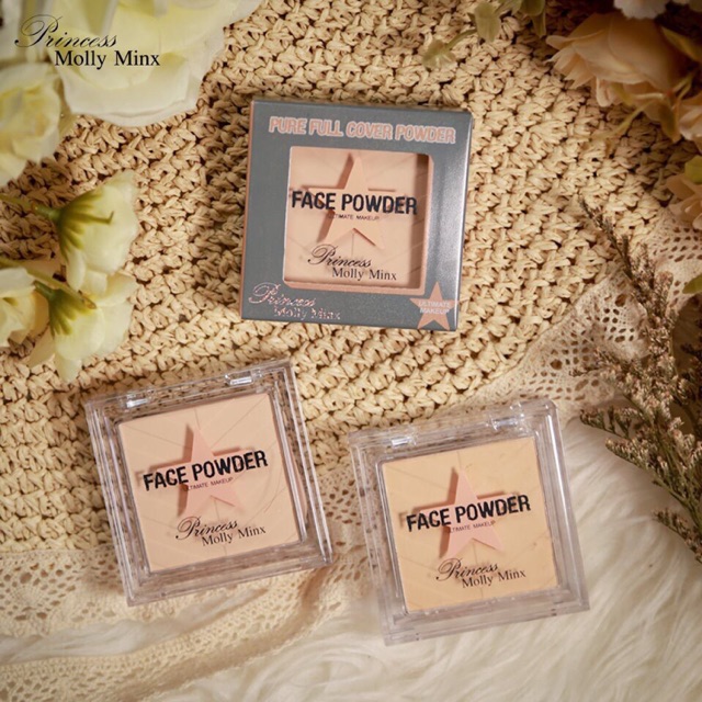 แป้งพัฟ มอลลี่ มอลลี่ มิงซ์ เฟส พาวเดอร์Molly Minx Pure Full Cover Powder M002  NO BOX