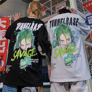 M-8XL Korean Fashion Oversized Shirt Tie-dye cartoon pattern Couple Graffiti Anime printing Hip hop Loose Fit Plus Size