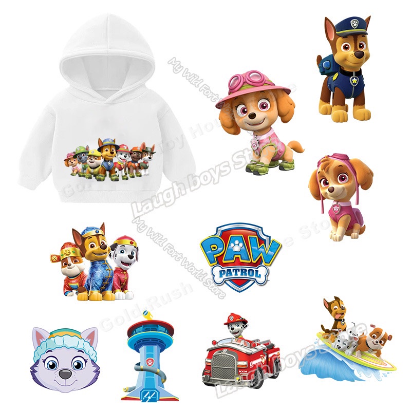 แผ่นแพทช์สติกเกอร์ ลายการ์ตูน Paw Patrol ซักล้างได้ เหมาะกับของขวัญ สําหรับรีดติดตกแต่งเสื้อผ้าเด็ก แม่ และลูก DIY