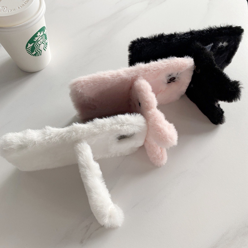 Plush Cat Stand Case For Samsung Galaxy S21 S20 S10 S9 S8 Plus Ultra Lite FE S10E S21+ S20+ S10+ S9+ S8+ Cover Cute Cartoon Holder Warm Fluff Soft Phone Case ราคา ถูกที่สุด ดีลบีเคเค แกลเลอรีภาพที่ 4