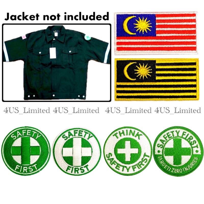 EMBROIDERY โลโก้ BADGES Flag /Safety First/Think Safety First/Safety First Zero Target PATCH