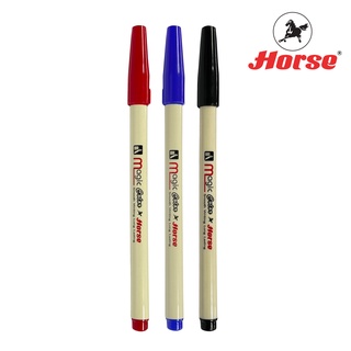 HORSE (ตราม้า) ปากกาสีน้ำ (ปากกาเมจิก) ตราม้า แบบสีเดี่ยว น้ำเงิน/ดำ/แดง H-112 จำนวน 12 ด้าม/กล่อง
