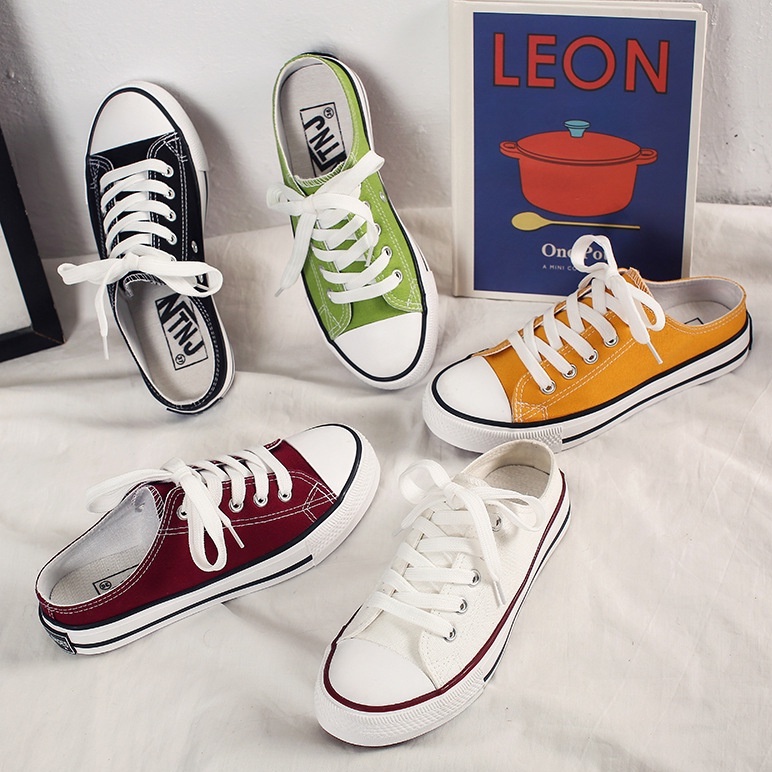 รองเท้าผ้าใบเปิดส้น รองเท้าลำลอง สำหรับผู้หญิง women's summer shoes SE2079