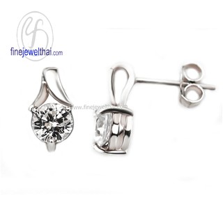 Finejewelthai ต่างหูเพชร ต่างหูทองคำขาว เพชร/ Diamond CZ-Silver925-Earring - E1005cz
