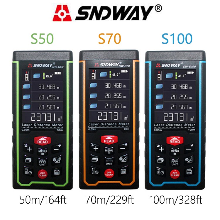 Original Sndway Sw S50 S70 S100 50M 70M 100M 100M เครื่องวัดปริมาณเลเซอร์ดิจิตอลเครื่องวัดดิจิตอล