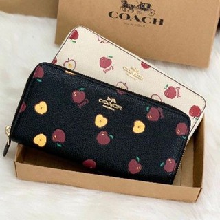 COACH LADIES FULL LEATHER APPLE PRINT LONG WALLET