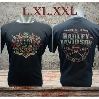 เสื้อยืด พิมพ์ลาย Harley Davidson Ride Eat Sleep and Repeat สไตล์อเมริกัน สําหรับผู้ชาย