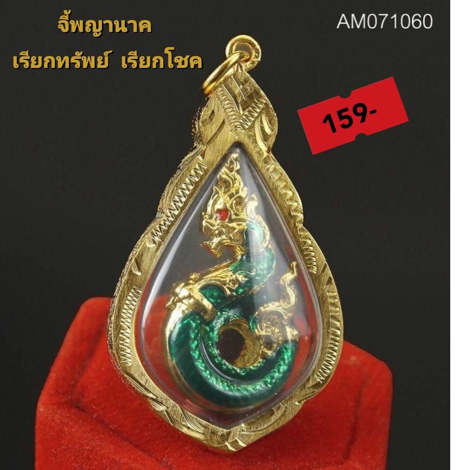 จี้ พญานาค เรียกทรัพย์ เรียกโชค เลี่ยมกรอบ กันน้ำ AM071060 PWmicron จี้พญานาค จี้ทองไมครอน