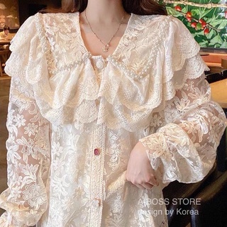 🔥พร้อมส่ง🔥📍ฟรีซับในสายเดี่ยว📍เสื้อลูกไม้ เสื้อลูกไม้อลัง เสื้อลูกไม้ทำบุญ เสื้อระบายอก เสื้อแต่งระบาย2ชั้น