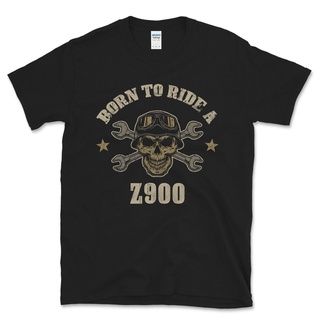 เสื้อยืดผู้ชาย เสื้อยืด พิมพ์ลายการ์ตูนหัวกะโหลก Born To Ride A Z900 สุดฮา เหมาะกับคู่รัก สําหรับผู้ชาย S-5XL