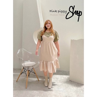 🔥Plussize🔥ชุดเซทเสื้อ+เอี๊ยมคนอ้วน🔥 M 38-46 L  44-50