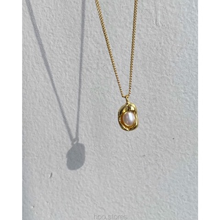 [all silver 925] hoo.stores Baby Pearl Chain Necklace (18k gold plated) สร้อยคอมุก สร้อยคอมุกน้ำจืด สร้อยคอเงินแท้s925