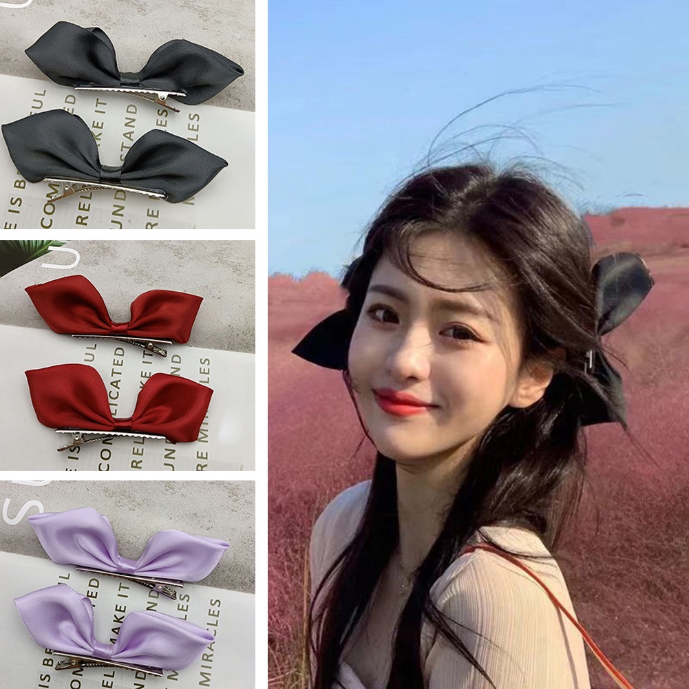 2pc Three-dimensional Go On A Trip Femininity More Colors Bow Hair Clip