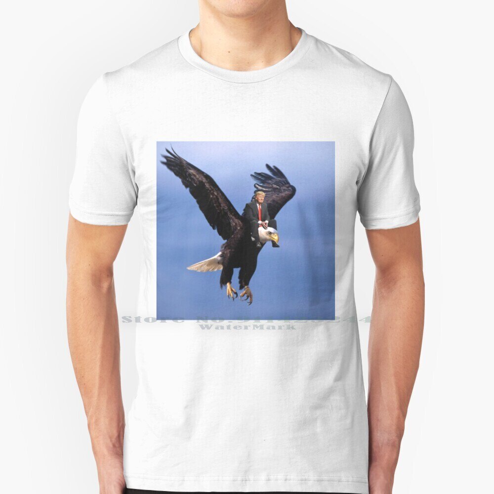 Trump Riding Eagle T เสื้อ 100% ผ้าฝ้ายแท้ Donald Trump2016 Usa Make America Great Again Cant Stump 