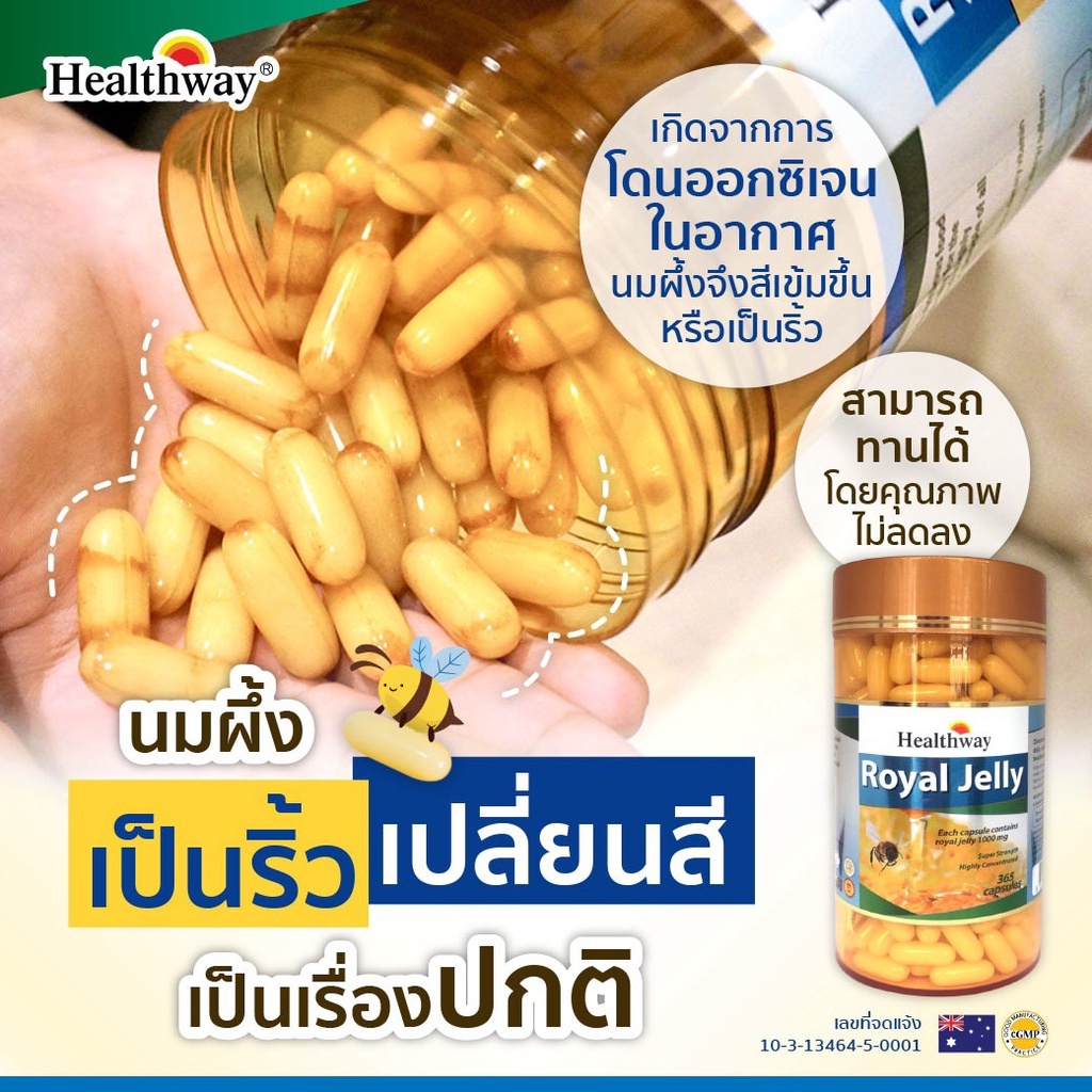 นมผ งต กก Healthway Royal Jelly 1000 Mg เฮลท เวย นมผ งเกรดพร เม ยม เล อกขนาดด านใน นมผ งล อตน ม ร วส ท เม Shopee Thailand