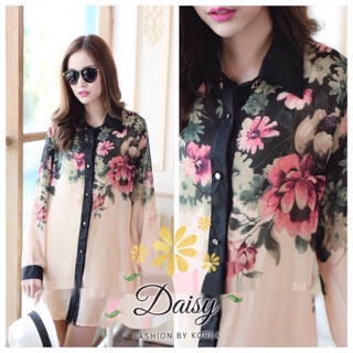 🌿เสื้อเชิ้ต เนื้อผ้าชีฟองเนื้อทราย A