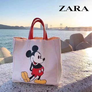 ZARAกระเป๋า​ผ้าแคนวาสแฟชั่นสไตล์​เกาหลี​สุดฮิต​ กระเป๋าผ้าใบ Mickey Mouse