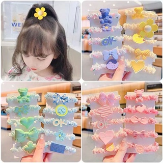 5 ชิ้น / เซต การ์ตูนสัตว์ ยืดหยุ่น เด็ก Scrunchies หวานที่มีสีสัน ดอกไม้ หัวใจ ยางรัดผม เด็กผู้หญิง