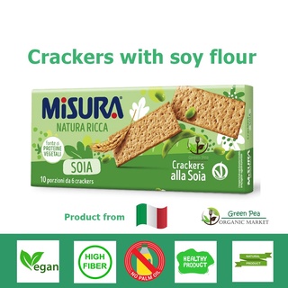 Misura Soy Cracker NATURA RICCA แครกเกอร์ถั่วเหลือง ขนมสุขภาพ นำเข้าจาก Italy 400 กรัม , Vegan Snack