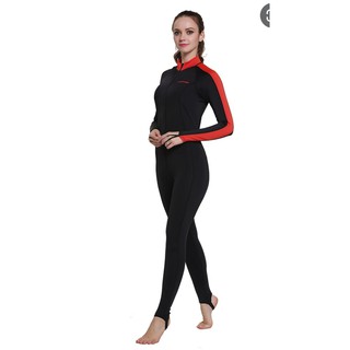 CRESSI 1MM ALL-IN-ONE LYCRA SKINSUIT WOMAN เว็ทสูท ผ้าไลกร้า สีดำ-แดง สำหรับผู้หญิง อุปกรณ์ดำน้ำ