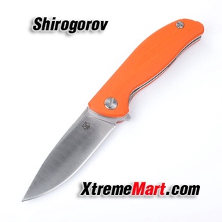 มีดพับ Shirogorov F3 ด้ามสีส้ม (Cronidur 30EVO) จุดหมุนตลับลูกปืน เปิด/ปิดลื่นมาก Folding Knife Black G10 Handle