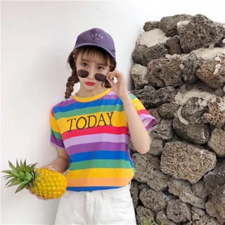 เสื้อยืดแขนสั้น พาสเทล rainbow stylenanda🌈