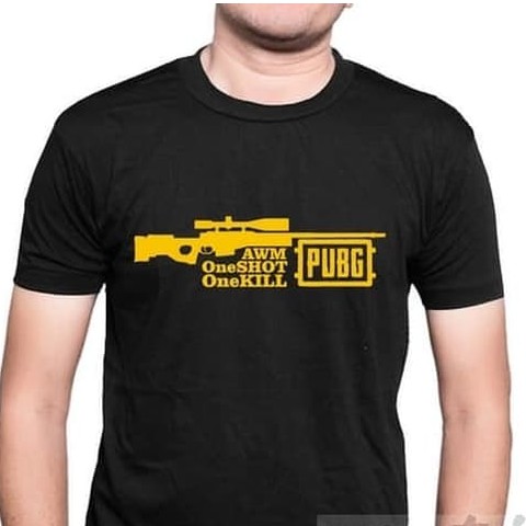 เช่น COMBED 30S PUBG AWM ONE SHOT ONE KILL BATTLEGROUND BAJU TSHIRT