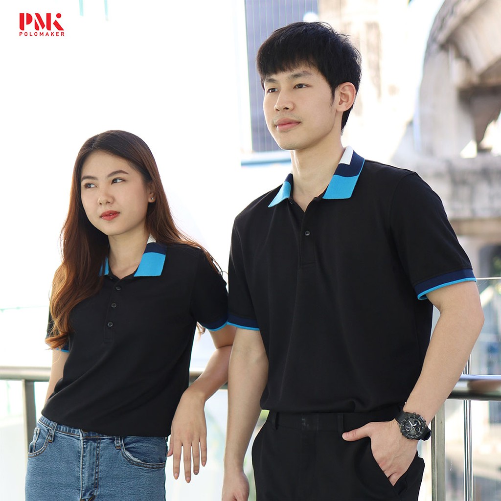 PMK - CoolPlus CQA - เสื้อโปโล เกรดพรีเมี่ยม ปิเก้ สีดำ