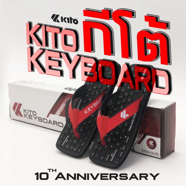 Cior.shop : Kito รุ่น Keyboard 2020 ของแท้ 100% รองเท้าแตะสวมคีบลายคีย์บอร์ด (Kito Keyboard 2020)