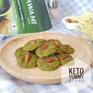 คุกกี้อัลมอนต์ รสมัทฉะ คีโต โลว์คาร์บ ไร้แป้ง KETO Cookies เบาหวาน,เด็กแพ้กลูเตน ทานได้