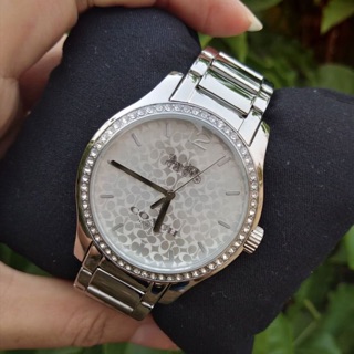 (ผ่อน0%) นาฬิกา Coach 14502734 (W6213) MADDY STAINLESS SILVER หน้าปัด 38 mm สแตนเลส สีเงิน ล้อมคริสตัล