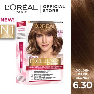 LOreal Paris Excellent Creme 6.30 Golden Dark Blonde สีบลอนด์เข้มประกายทอง