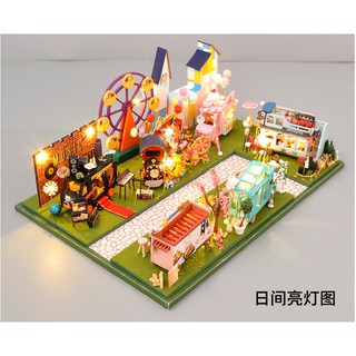 (มีไฟ) บ้าน DIY บ้านตุ๊กตา โมเดลบ้าน Mini Doll House บ้านโมเดล