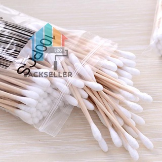 คอตตอนบัด 100 ก้าน (แพ็คเดี่ยว) Cotton buds สำลีปั่นหูด้ามไม้ สำลีไม้ สำลีก้าน สำลีเช็ดเครื่องสำอาง js99