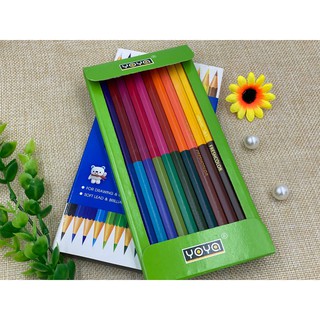 ดินสอสีไม้ Yoya สีไม้ 2 หัว 24สี [561-24]