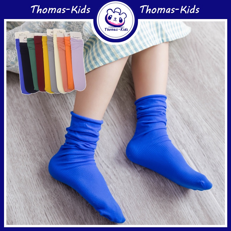 [THOMAS Kids] 1-12Yrs ถุงเท้าเด็กมีขนนุ่ม สบาย ระบายอากาศได้ดี และถุงน่องสีลูกกวาดแบบบางเหมาะสำหรับเด็กผู้หญิง