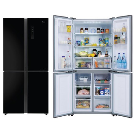 HAIERตู้เย็น 4 ประตู (16 คิว, สีดำคริสตัล) รุ่น HRF-MD456GB สีดำ หน้ากระจก